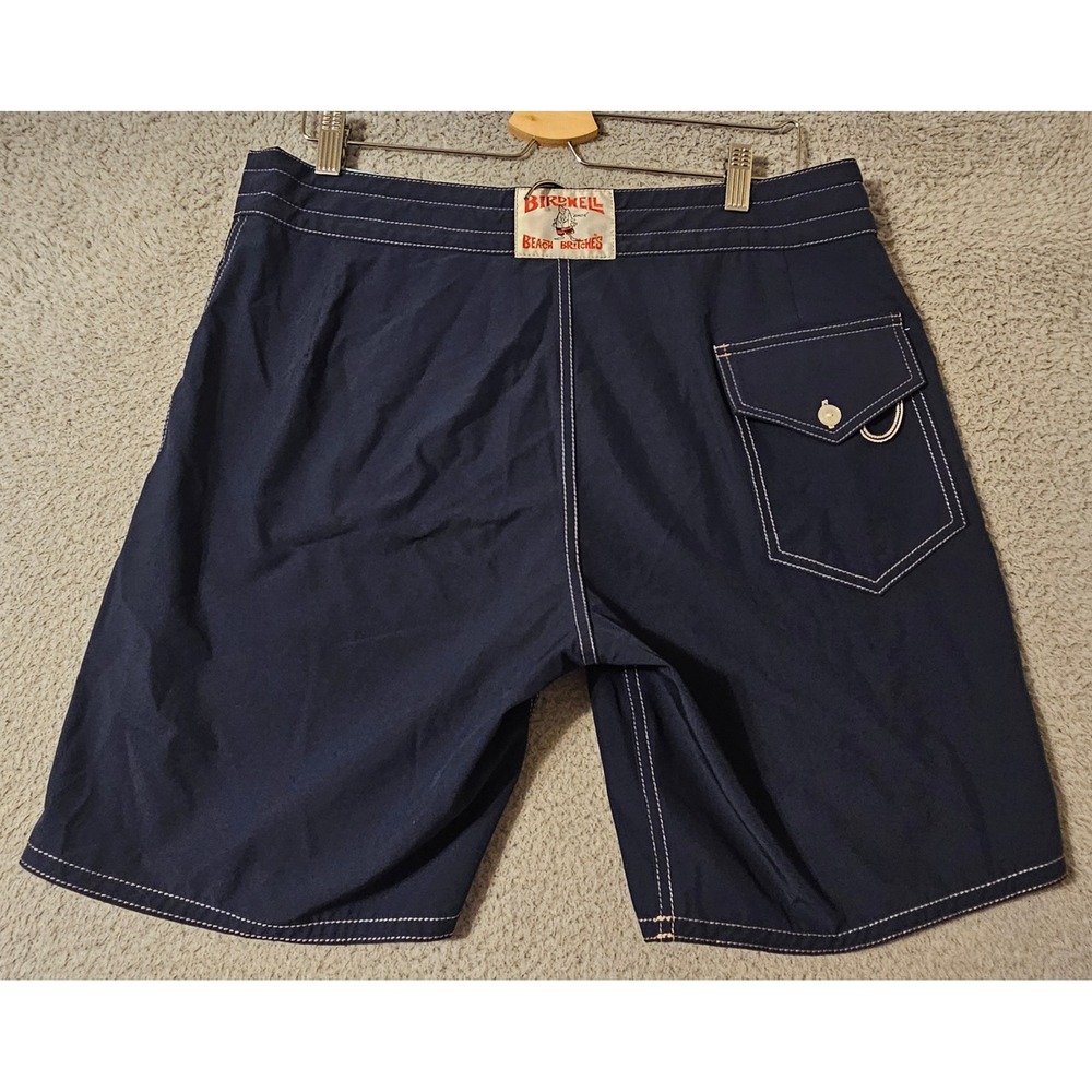 Birdwell Beach Britches Mens Navy Blue Board Shorts Size 33 Made in USA Surf